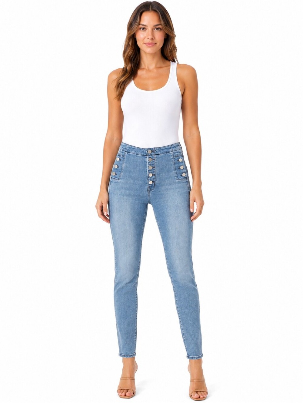 J Brand Natasha High Rise Skinny Jeans Size 29 Blue Button Fly Stretch Denim